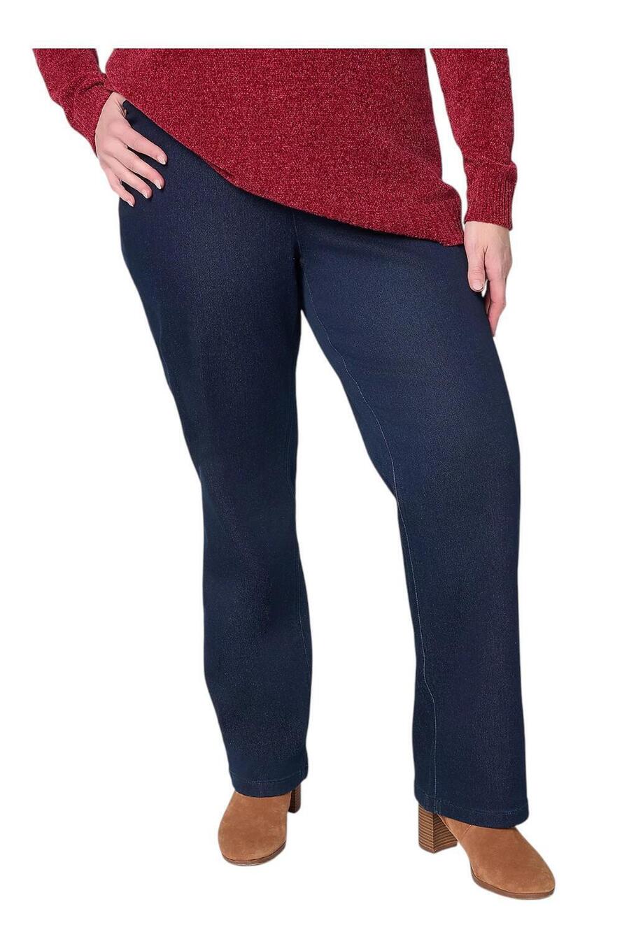 Denim & Co. Women's Knit Straight Leg Jeans Drk Wash - Petite